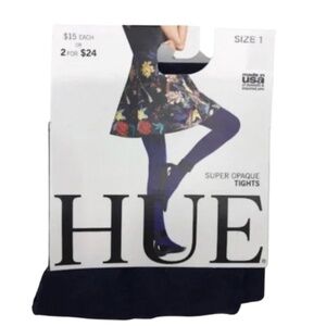 HUE Women's Super Opaque to Waist Color Navy Tights Size 1 Small NWT